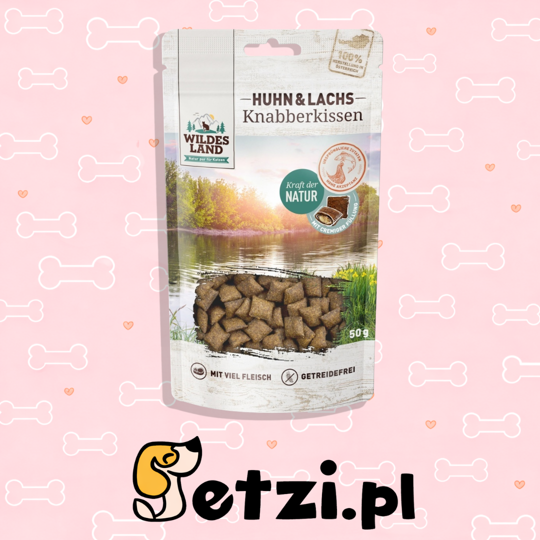 WILDES LAND CAT KNABBERKISSEN HUHN LACHS PRZYSMAKI DLA KOTA 50G