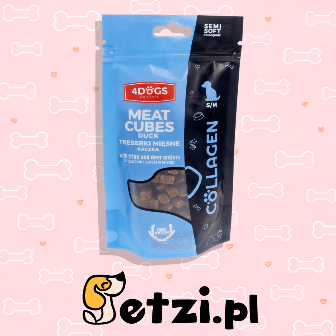 4DOGS COLLAGEN LINE TRESERKI Z KACZKI I ŻWACZA SEMI SOFT MINI 100G