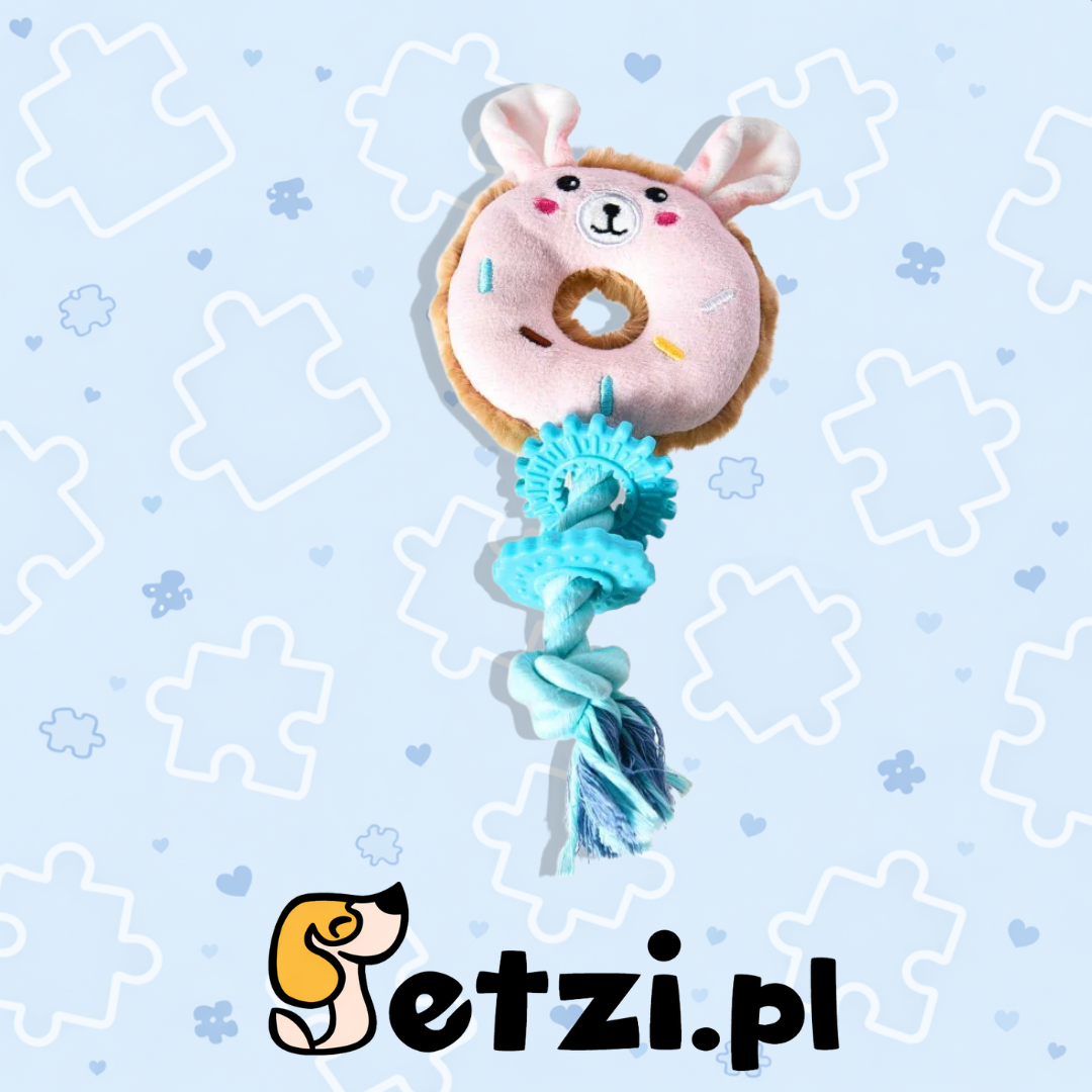 BUBA KRÓLIK PLUSZOWY SZNUR TPR - WYTRZYMAŁA ZABAWKA DLA PSA