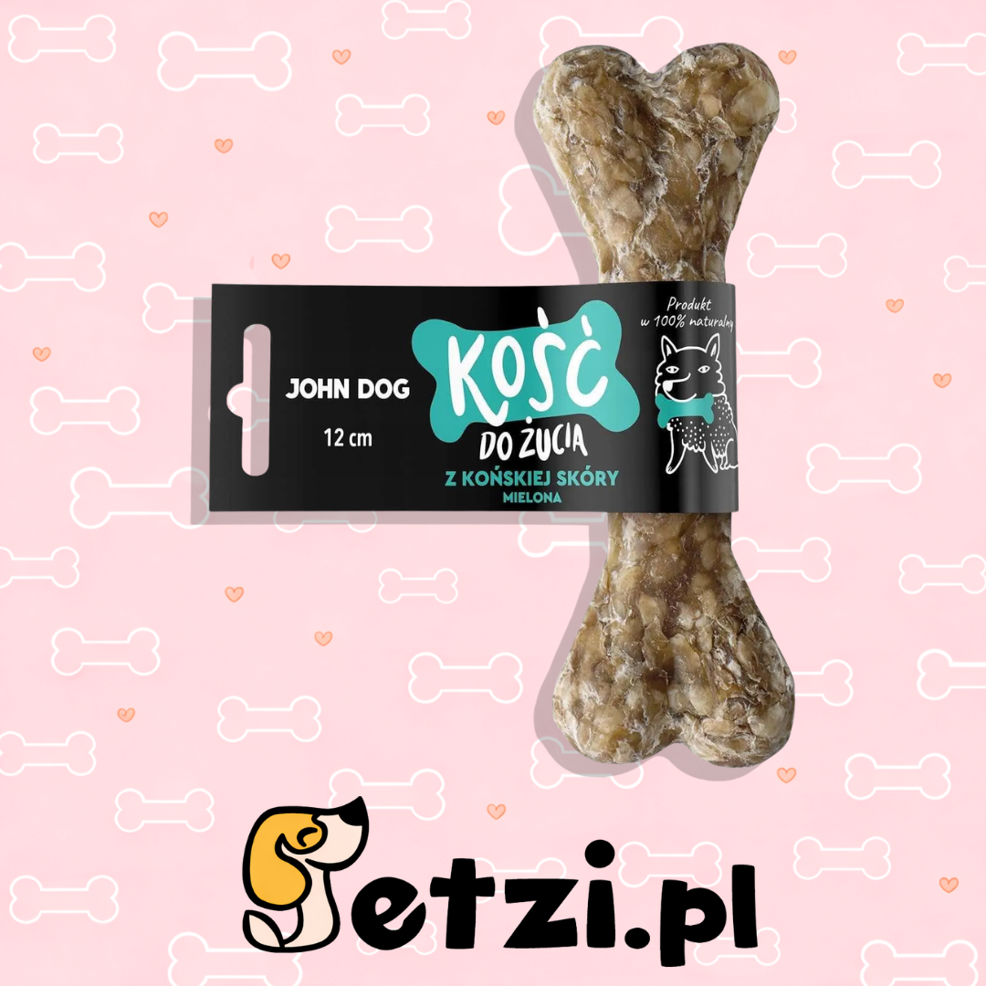 JOHN DOG KOŚĆ ZE SKÓRY KOŃSKIEJ MIELONA 12CM