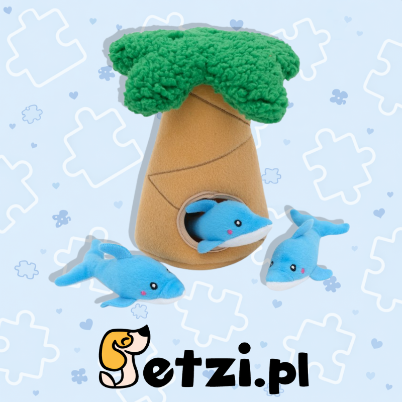 ZIPPY PAWS ZIPPY BURROW DOLPHINS IN PALM TREE