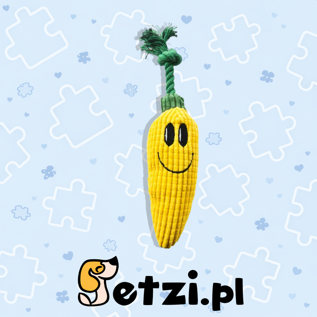 BUBA KUKURYDZA PLUSZOWA ZE SZNUREM - MIĘKKA ZABAWKA ZE SZNUREM