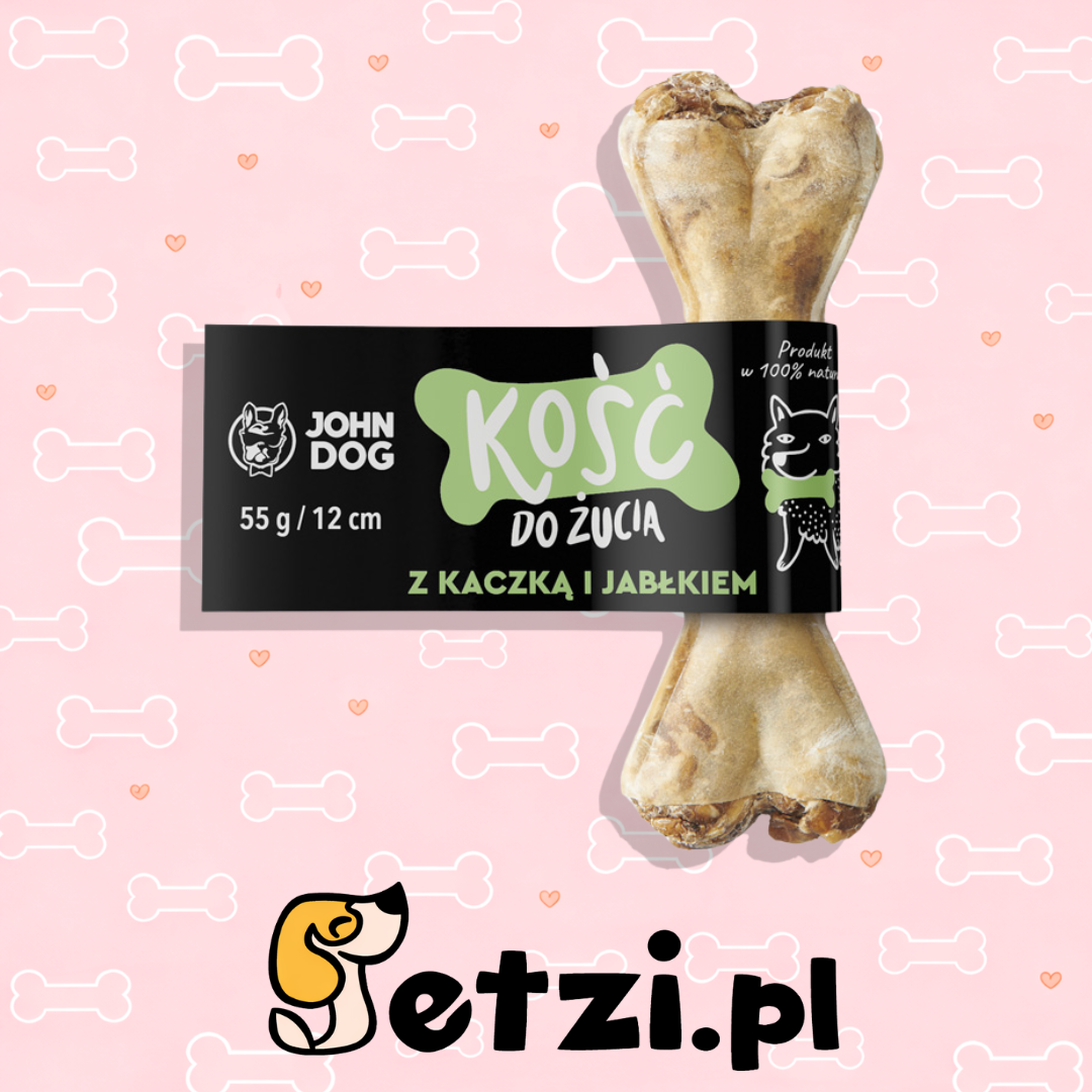 JOHN DOG KOŚĆ Z KACZKĄ I DODATKIEM JABŁKA 12CM