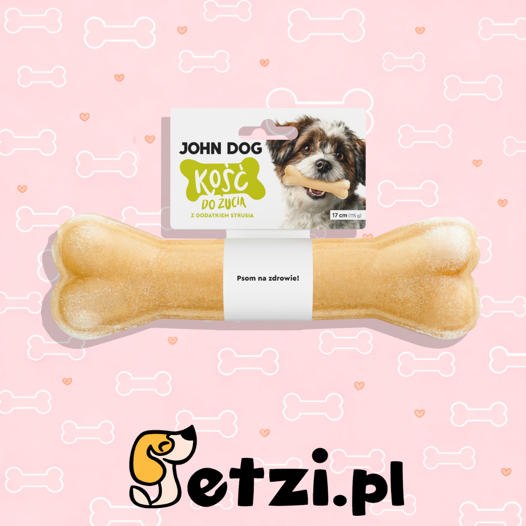 JOHN DOG KOŚĆ Z DODATKIEM STRUSIA 17CM