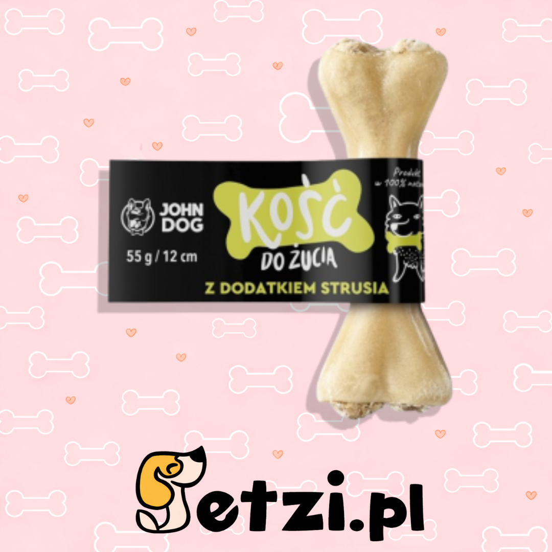 JOHN DOG KOŚĆ Z DODATKIEM STRUSIA 12CM