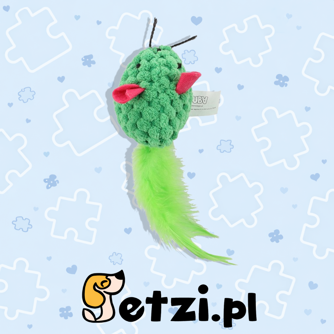BUBA KOT MYSZ Z PIÓRAMI ZIELONA