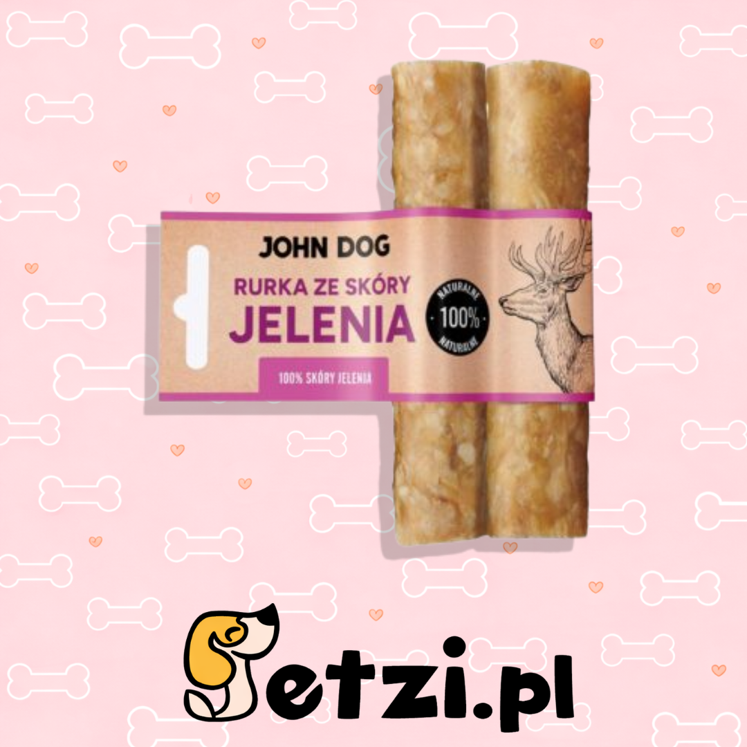 JOHN DOG SUSZONY GRYZAK DLA PSA RURKA ZE SKÓRY JELENIA 2 SZT 15CM