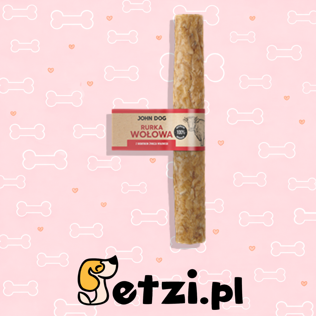 JOHN DOG SUSZONY GRYZAK DLA PSA RURKA WOŁOWA Z DODATKIEM ŻWACZA 25CM