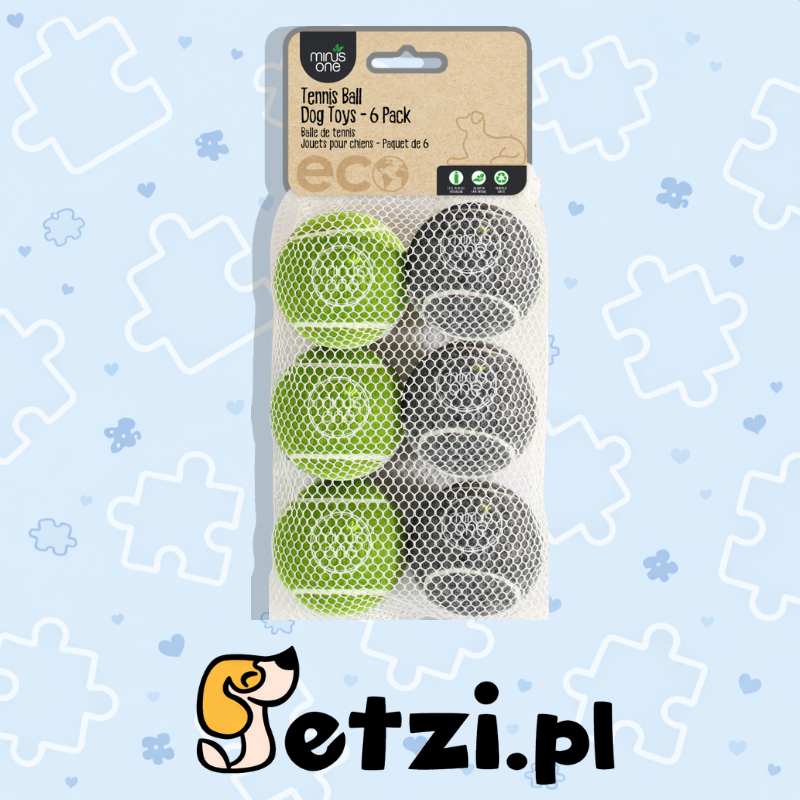 MINUS ONE BOUNCY TENNIS BALL DOG TOYS - 6 PACK
