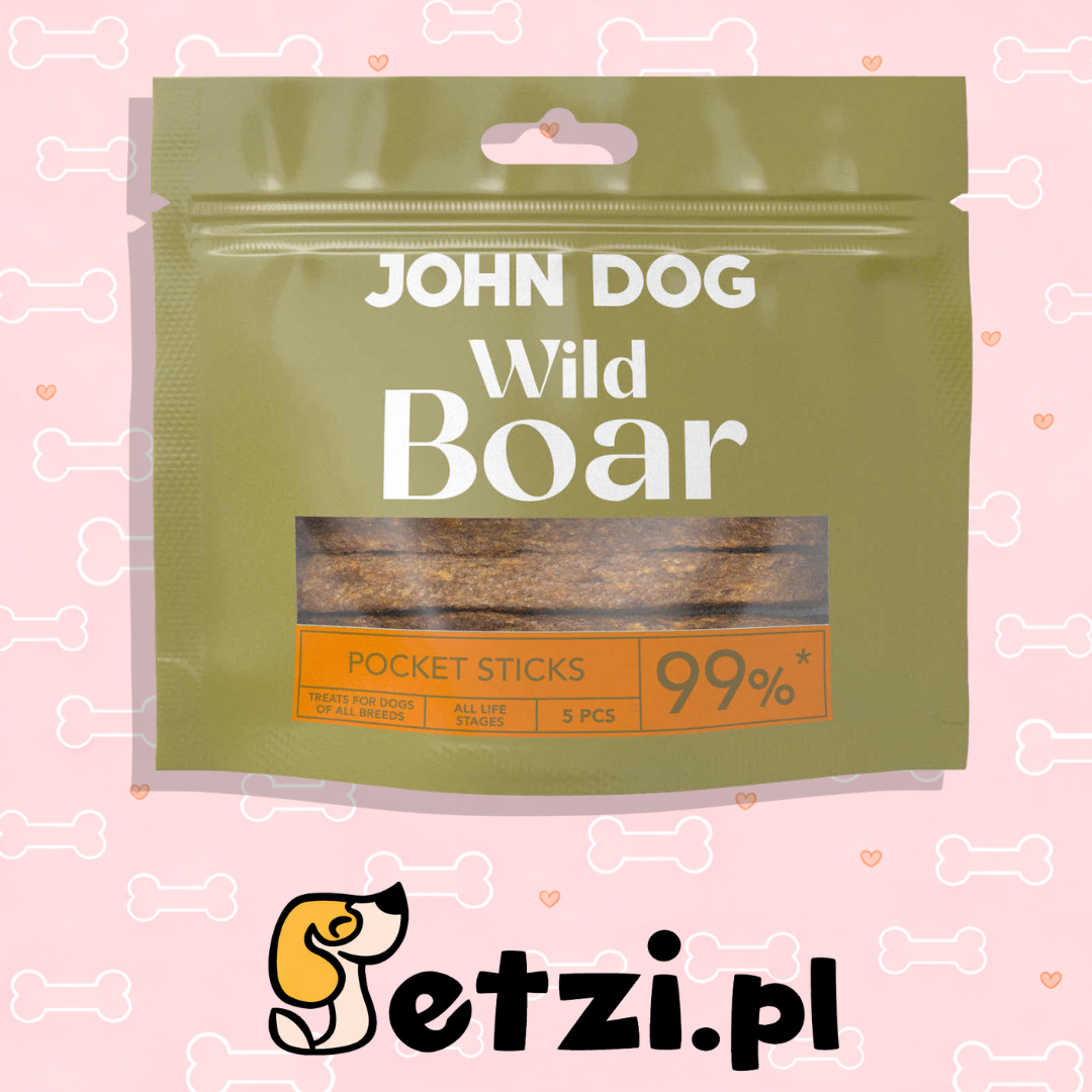 JOHN DOG PRZYSMAKI DLA PSA STICKS WILD POCKET Z DZIKA 5SZT