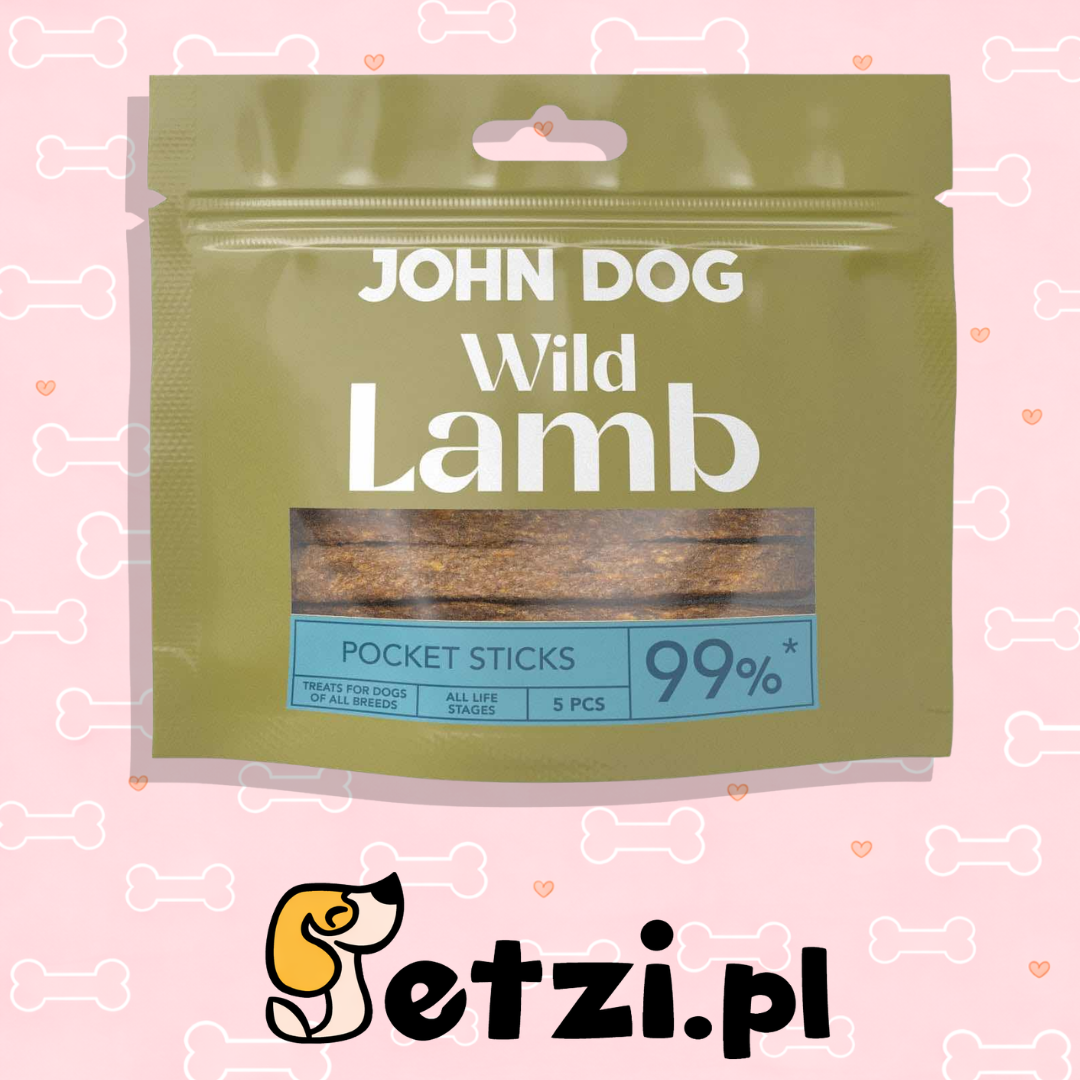 JOHN DOG PRZYSMAKI DLA PSA STICKS WILD POCKET Z JAGNIĘCINY 5SZT