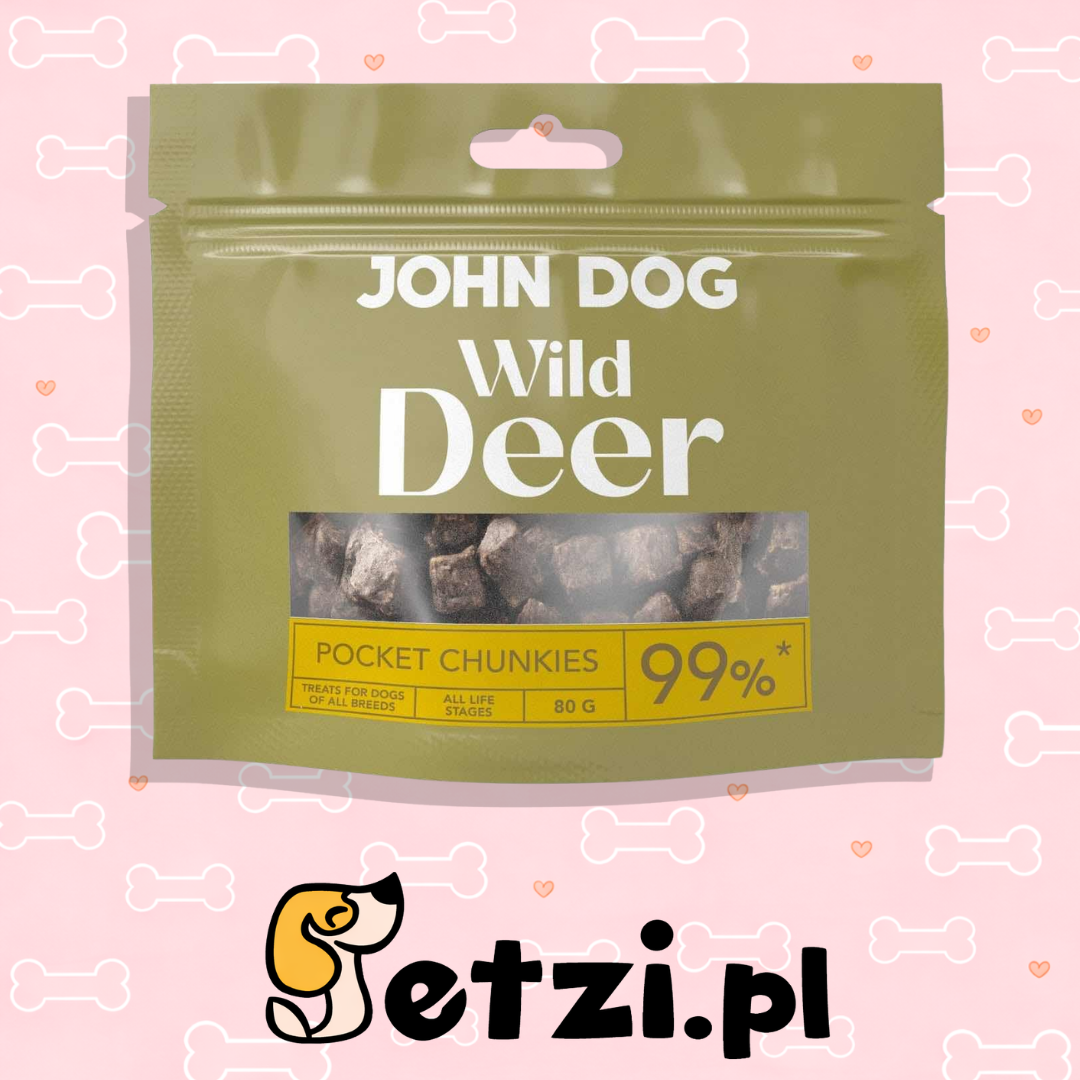 JOHN DOG PRZYSMAKI DLA PSA CHUNKIES WILD POCKET Z JELENIA 80G