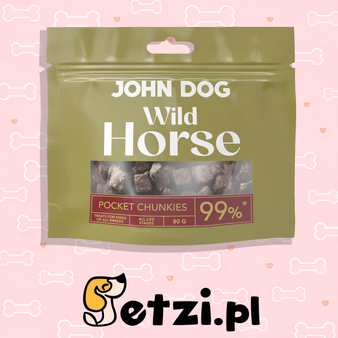JOHN DOG PRZYSMAKI DLA PSA CHUNKIES WILD POCKET Z KONINY 80G