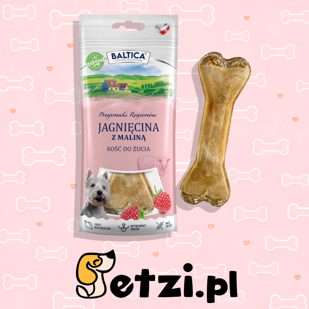 BALTICA SMAKI REGIONÓW GRYZAK DLA PSA KOŚĆ Z JAGNIĘCINĄ Z MALINĄ 1 szt.