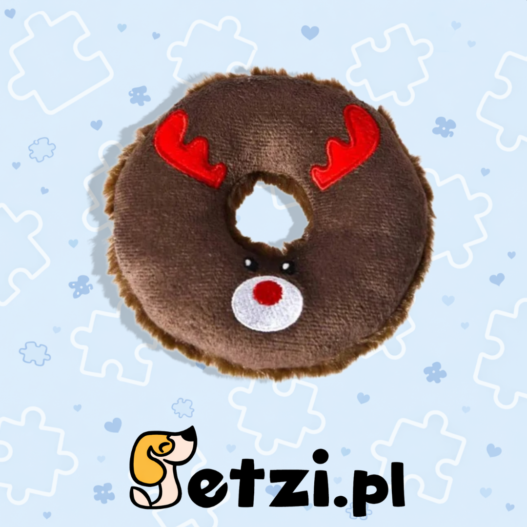 BUBA ŚWIĄTECZNA ZABAWKA DLA PSA PLUSZAK MINI RENIFER DONUT
