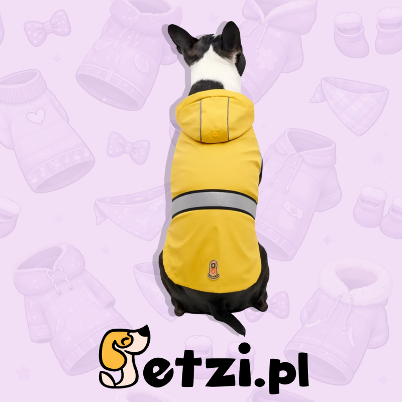 GOOEEZ REFLECTIVE HOODED RAINCOAT 2XL YELLOW/GREY - PŁASZCZYK DLA PSIAKA