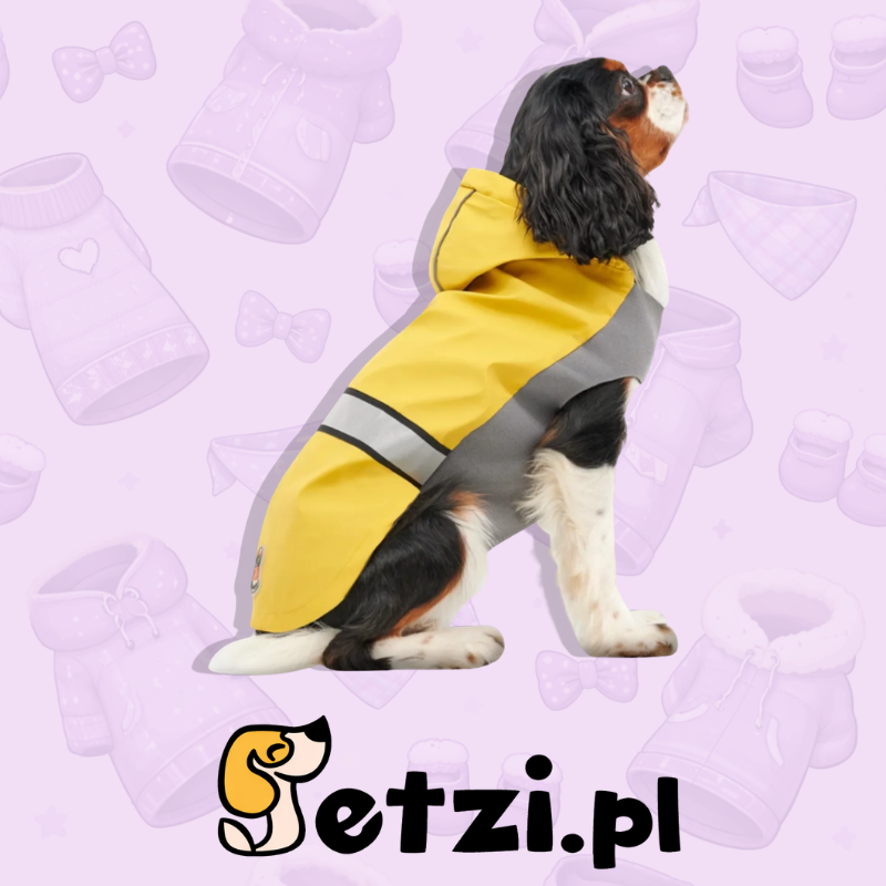 GOOEEZ REFLECTIVE HOODED RAINCOAT S YELLOW/GREY - PŁASZCZYK DLA PSIAKA