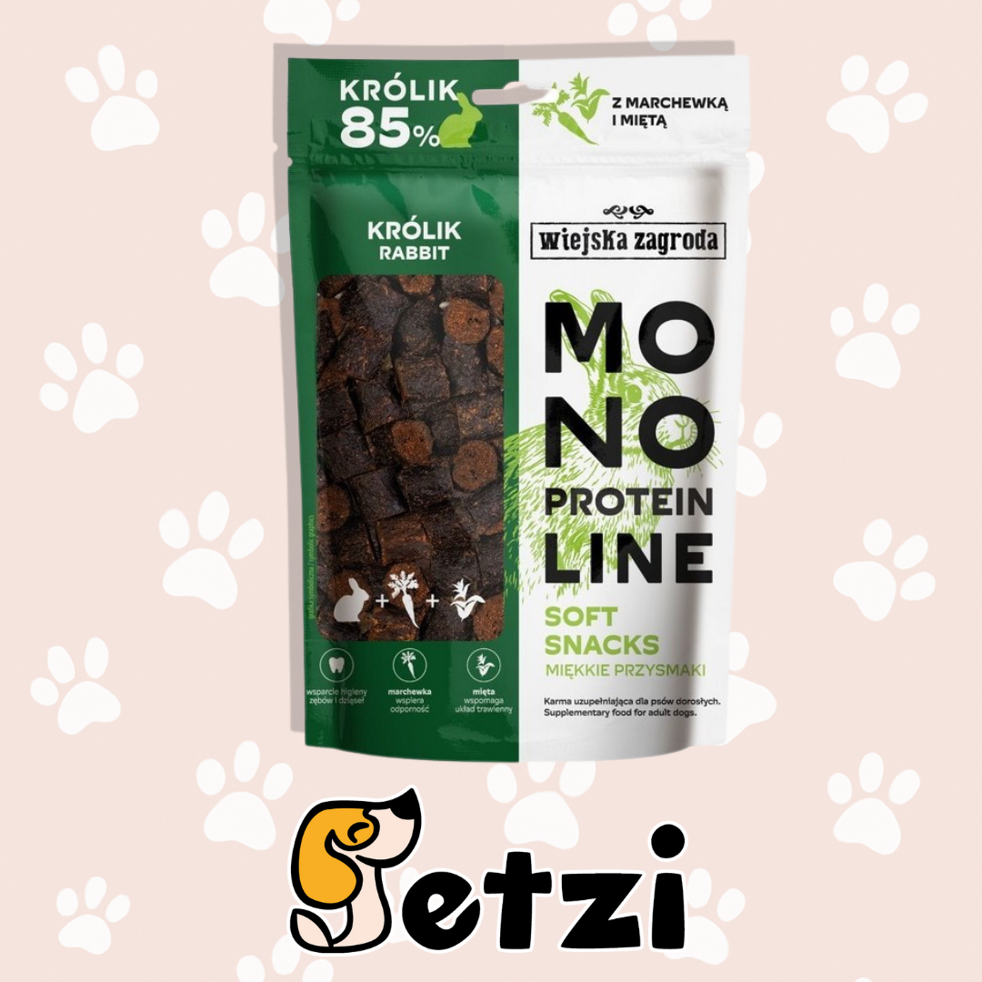 WIEJSKA ZAGRODA MONOPROTEIN SOFT SNACKS MIĘKKIE PRZYSMAKI DLA PSA, 115G - RÓŻNE SMAKI