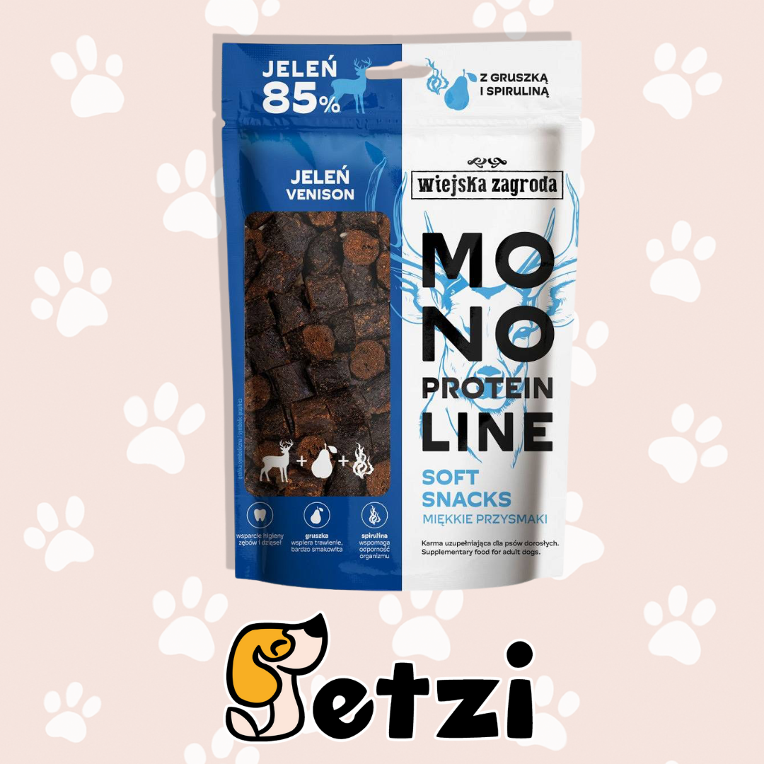 WIEJSKA ZAGRODA MONOPROTEIN SOFT SNACKS MIĘKKIE PRZYSMAKI DLA PSA, 115G - RÓŻNE SMAKI