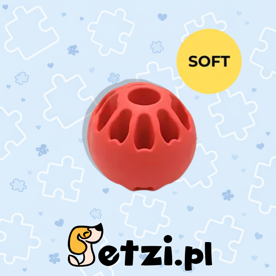 FIBOO SNACK FIBOOLL JUMBO SOFT - KORALOWY - MIĘKKA PIŁKA NA SMAKOŁYKI