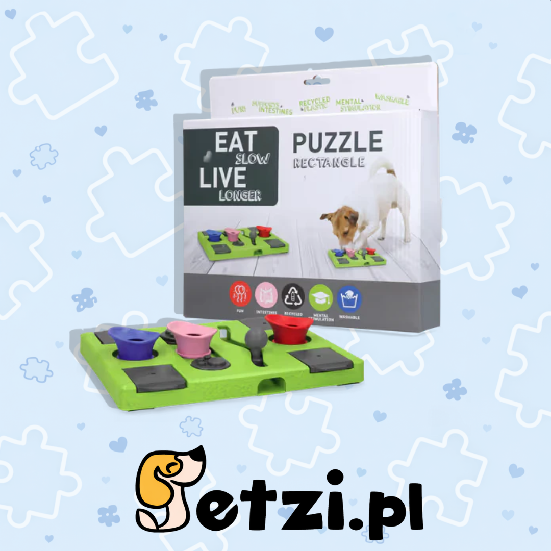 EAT SLOW LIVE LONGER PUZZLE RECTANGLE ZABAWKA INTERAKTYWNA DLA PSA