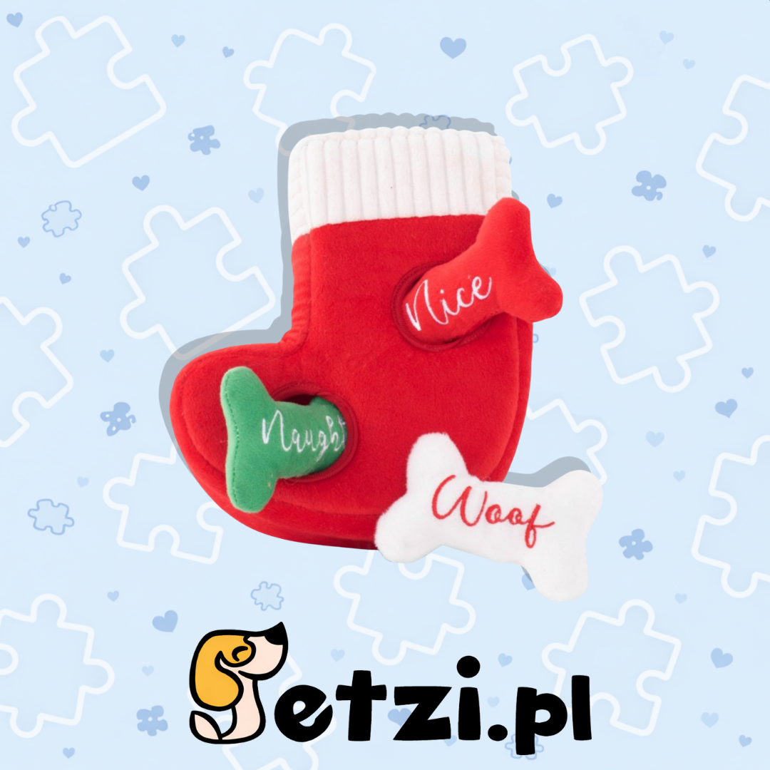 ZIPPYPAWS PLUSZOWA SKARPETKA ŚWIĄTECZNA – PLUSZOWA ZABAWKA DLA PSA Z PISZCZAŁKĄ