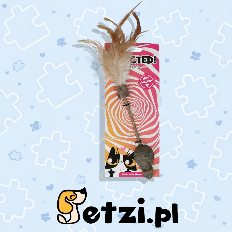 ADDICTED STICK WITH MOUSE AND FEATHERS