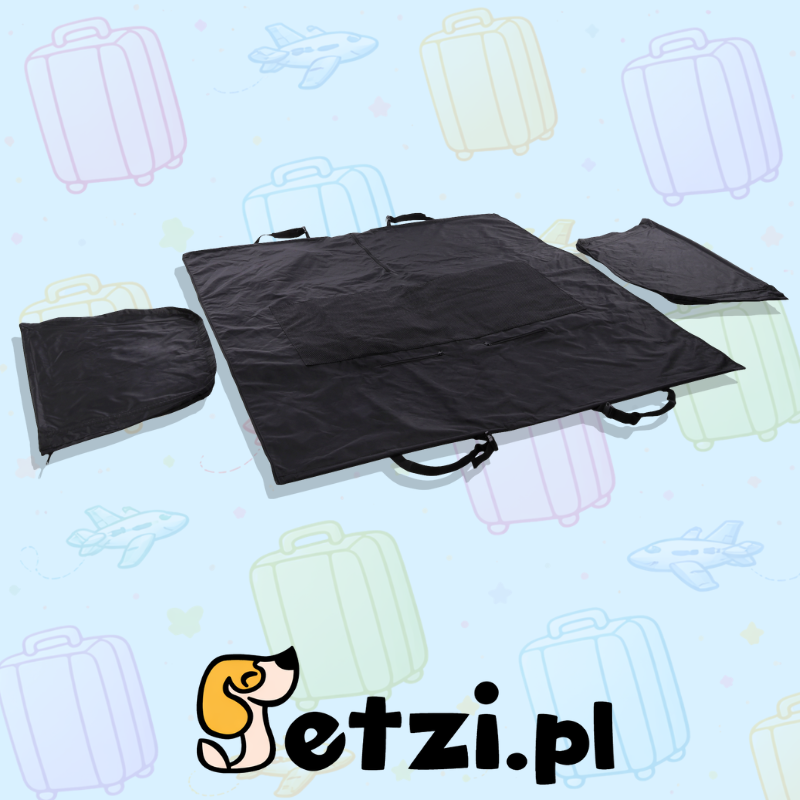 FLAMINGO CAR SEAT COVER LOGI CAN BE SPLIT IN TWO CLOSED HAMMOCK MODEL BACK SEAT BLACK 145X130CM