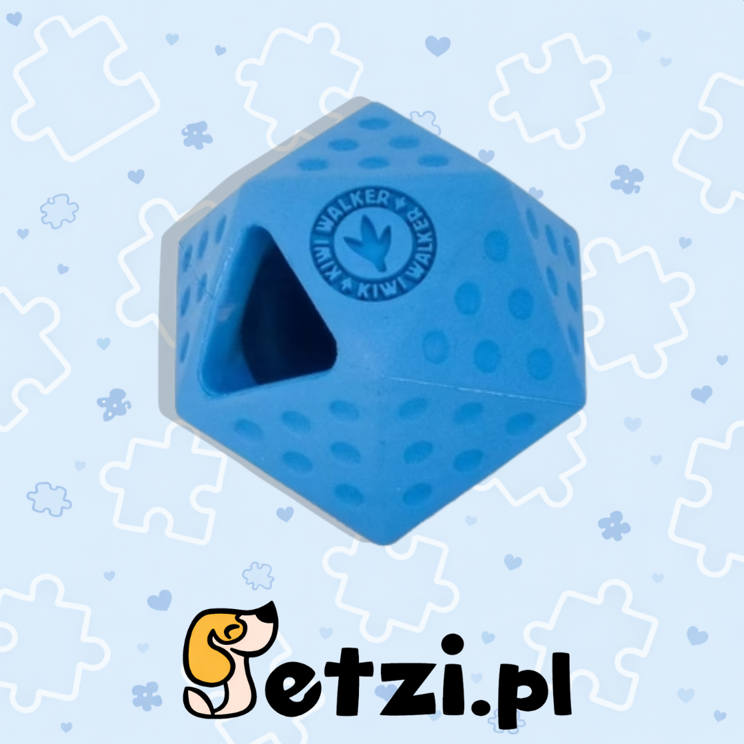 KIWI WALKER SMACZNA BRYŁA ICOSABALL MINI ZABAWKA DLA PSA NIEBIESKA