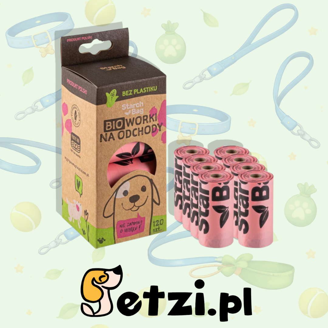 STARCHBAG KOMPOSTOWALNE BIOWORKI NA ODCHODY 8 ROLEK X 15SZT, KOL. RÓŻOWY