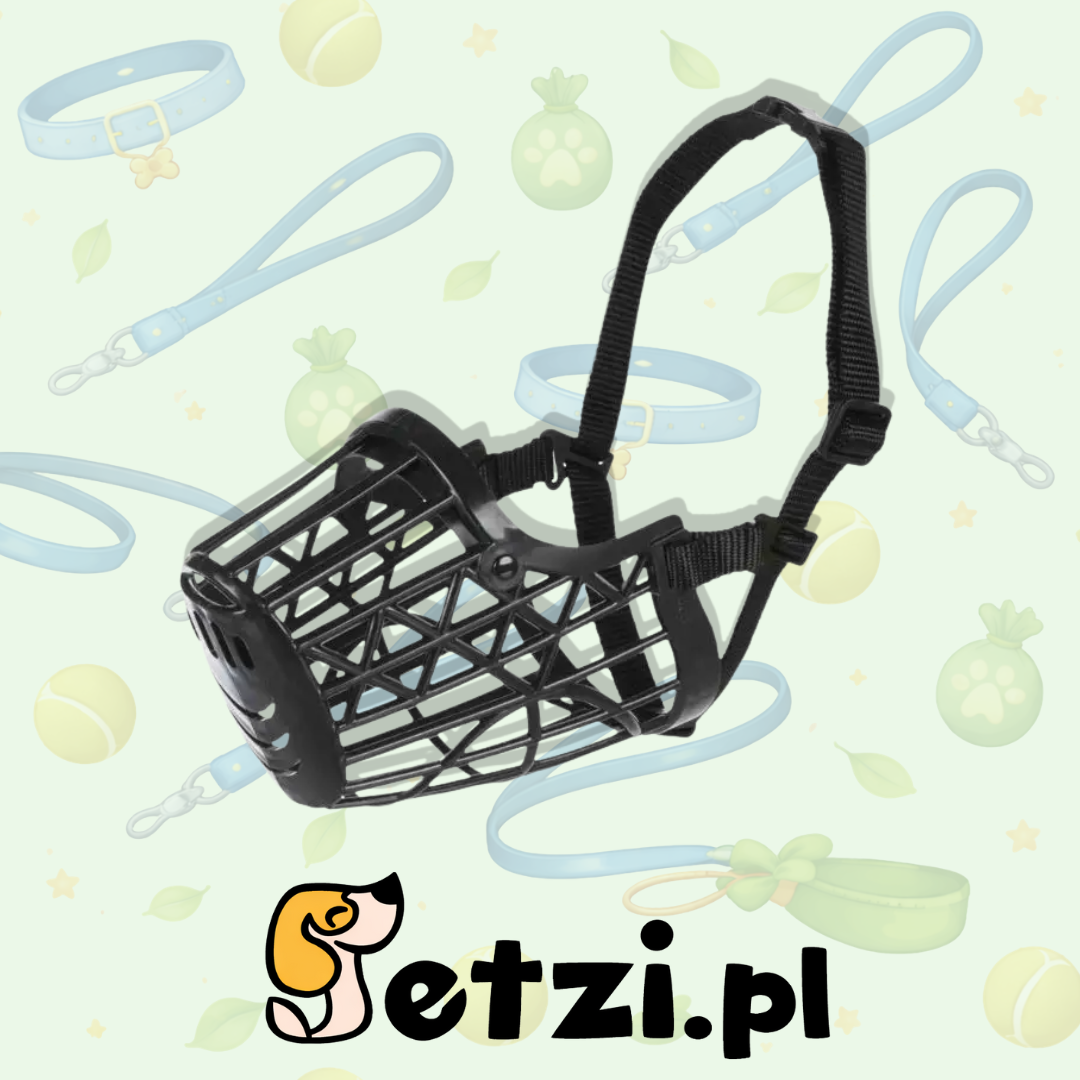 TRIXIE KAGANIEC PLASTIKOWY DLA PSA CZARNY, L, DŁ. PYSKA 32 CM, SZER. PASKA 8 CM