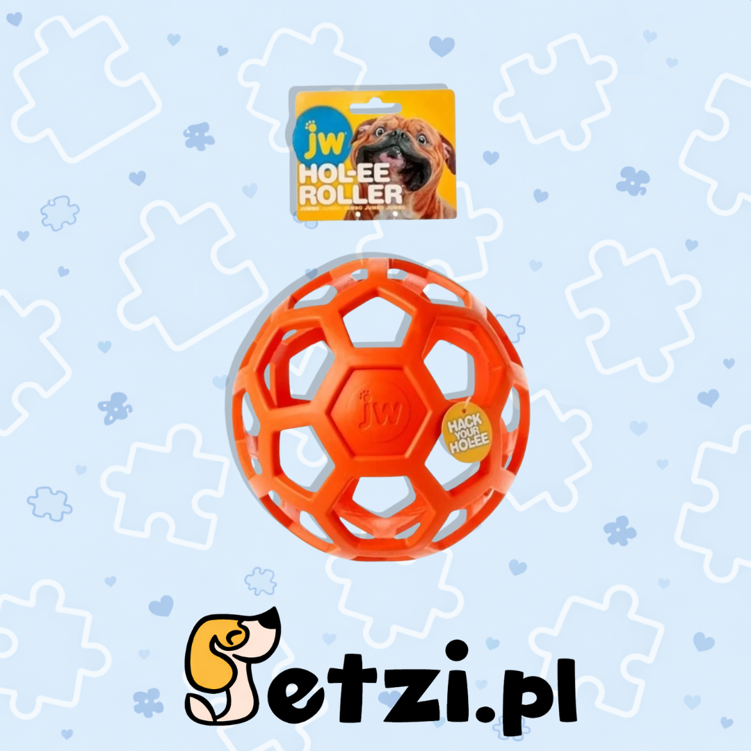 JW PET- HOL-EE ROLLER JUMBO Ø19 CM PIŁKA AŻUROWA DLA PSA- POMARAŃCZOWA
