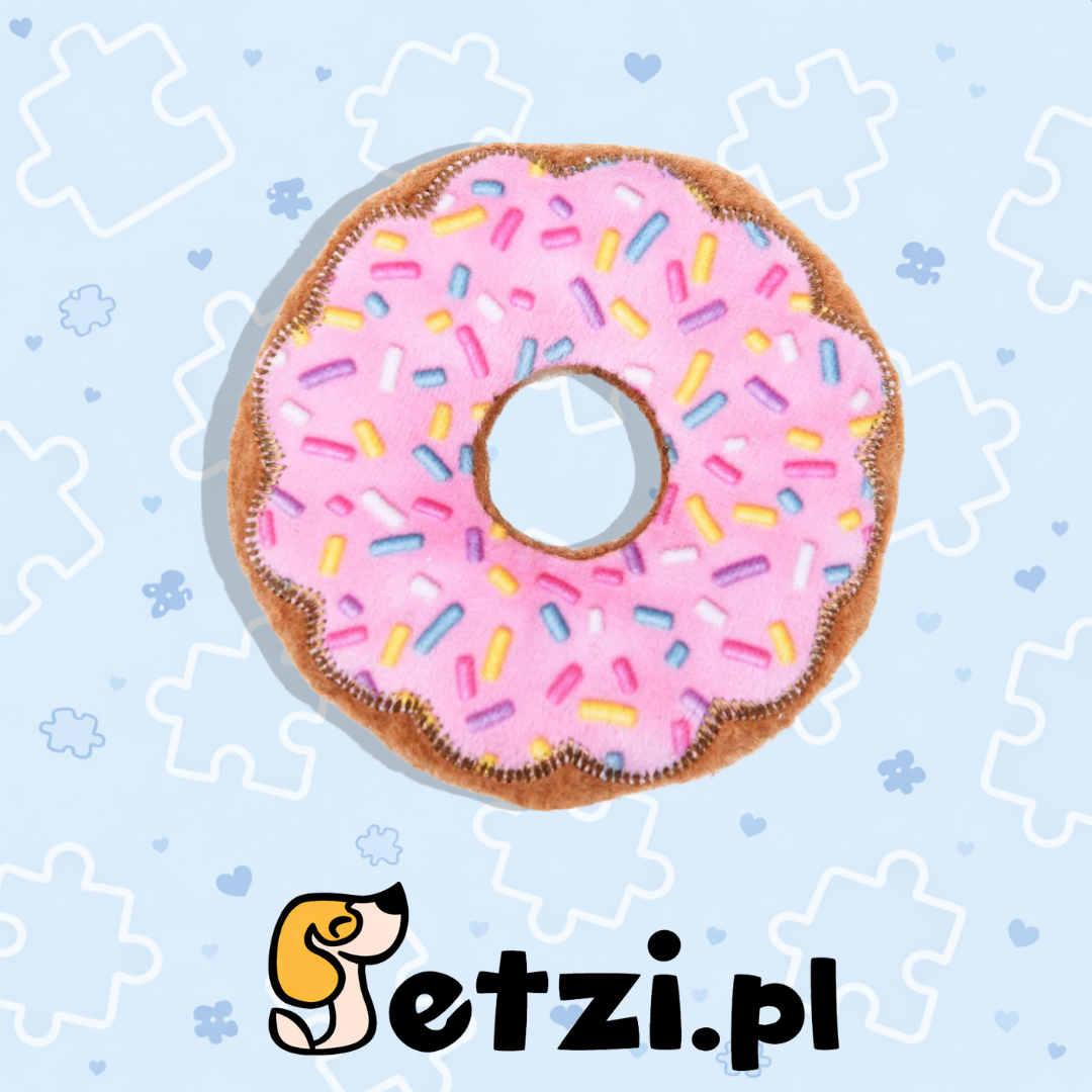 BUBA DONUT PLUSZOWY S - MAŁA ZABAWKA DLA PSA Z PISZCZAŁKĄ