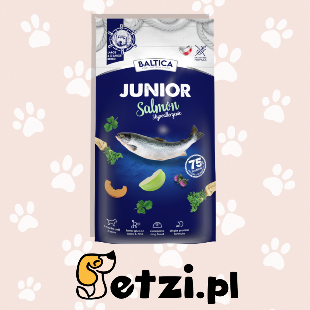 BALTICA HIPOALERGICZNA JUNIOR SUCHA KARMA DLA PSA SALMON L/XL 12 KG