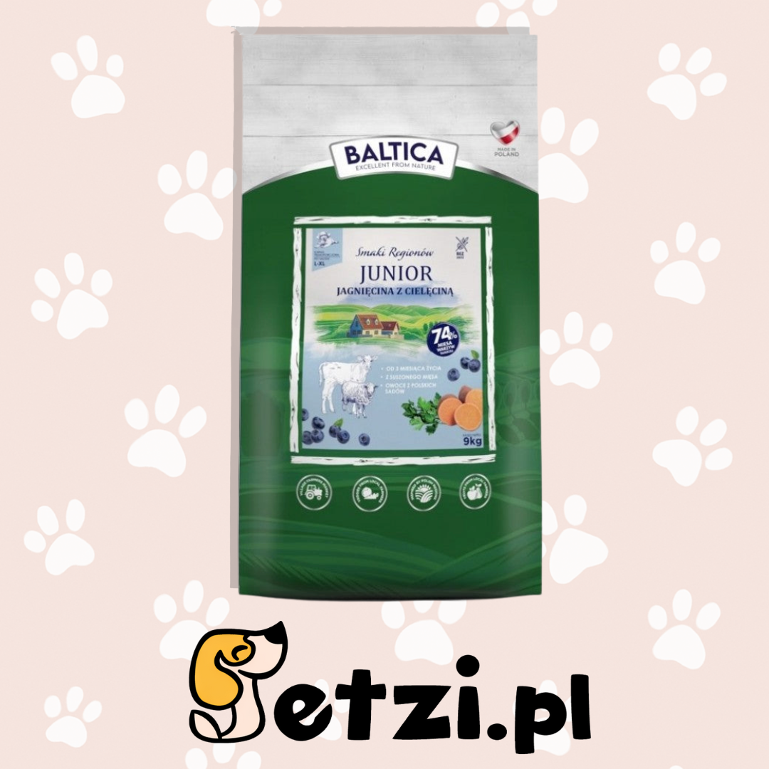 BALTICA SMAKI REGIONÓW JUNIOR SUCHA KARMA DLA PSA JAGNIĘCINA Z CIELĘCINĄ 9KG