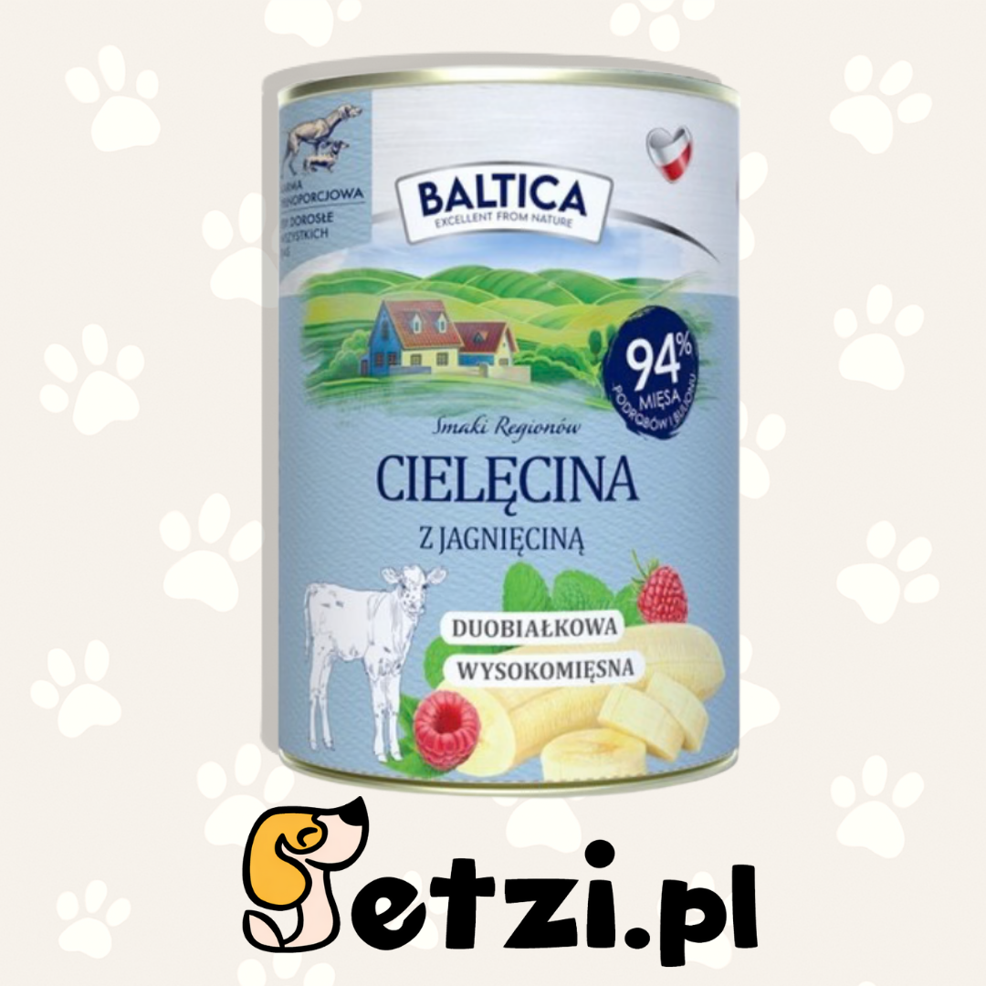 BALTICA SMAKI REGIONÓW MOKRA KARMA DLA PSA CIELĘCINA Z JAGNIĘCINĄ 400G