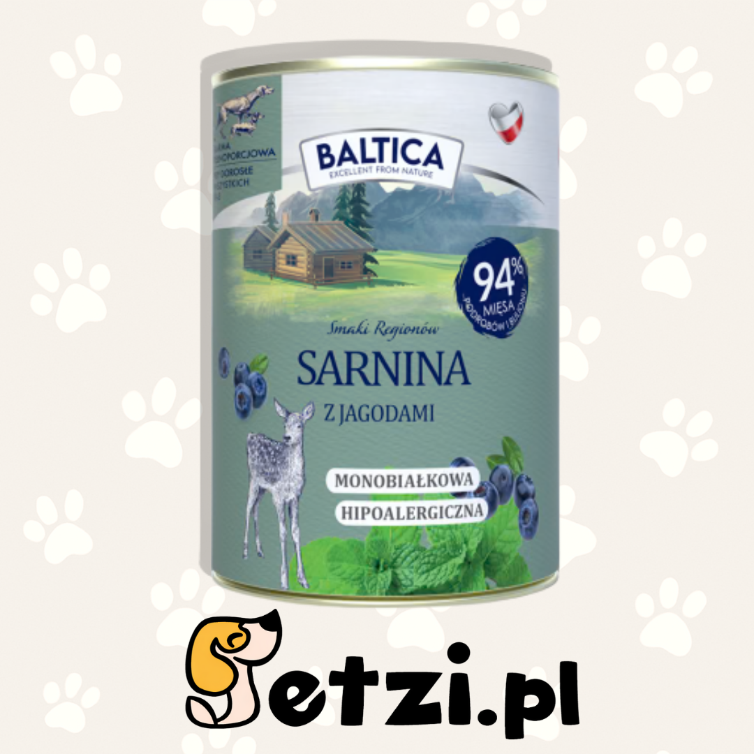 BALTICA SMAKI REGIONÓW MOKRA KARMA DLA PSA SARNINA Z JAGODAMI 400G