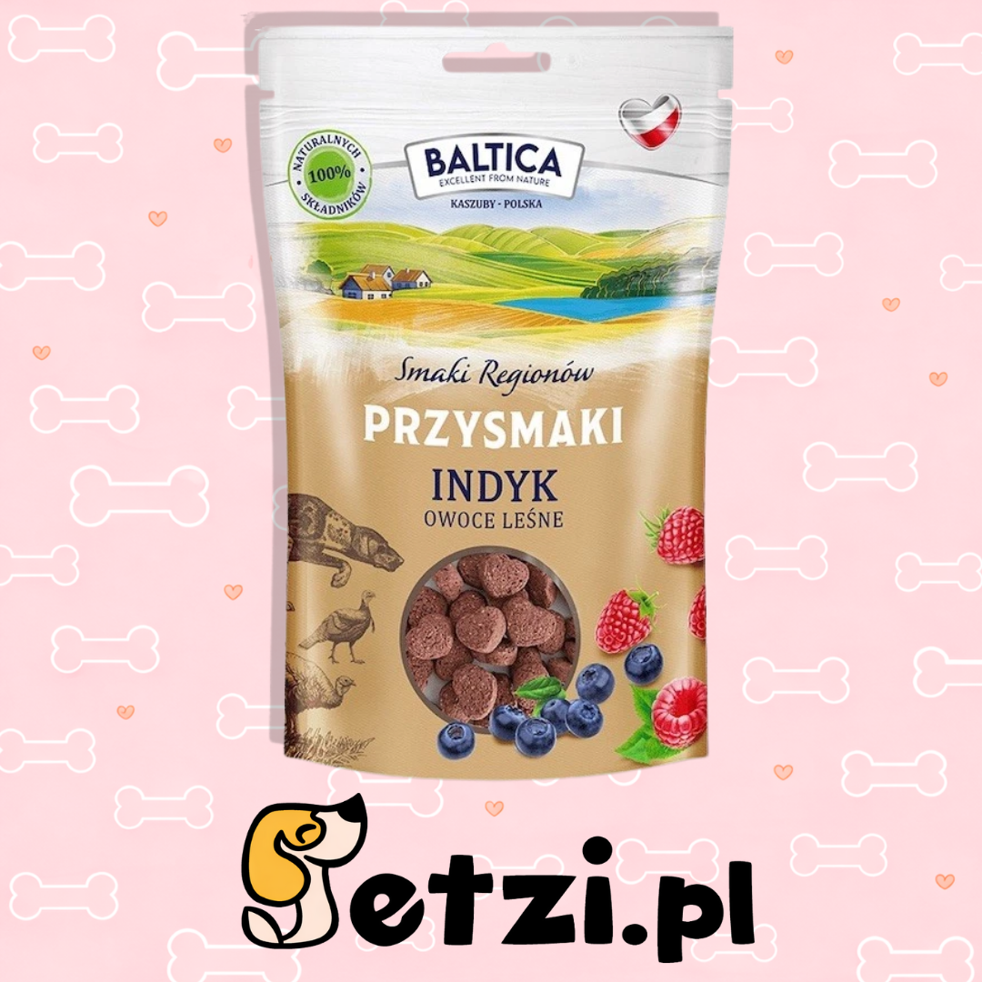 BALTICA SMAKI REGIONÓW PRZYSMAKI DLA PSA INDYK Z OWOCAMI LEŚNYMI 100G