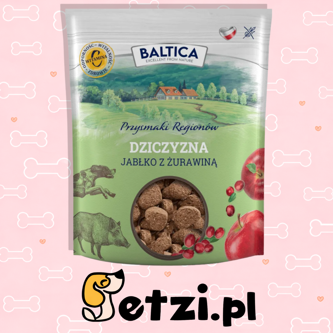 BALTICA SMAKI REGIONÓW PRZYSMAKI DLA PSA TRENINGOWE DZICZYZNA Z JABŁKIEM 600G