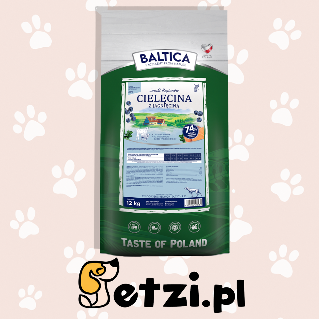 BALTICA SMAKI REGIONÓW SUCHA KARMA DLA PSA CIELĘCINA Z JAGNIĘCINĄ M/L 12KG