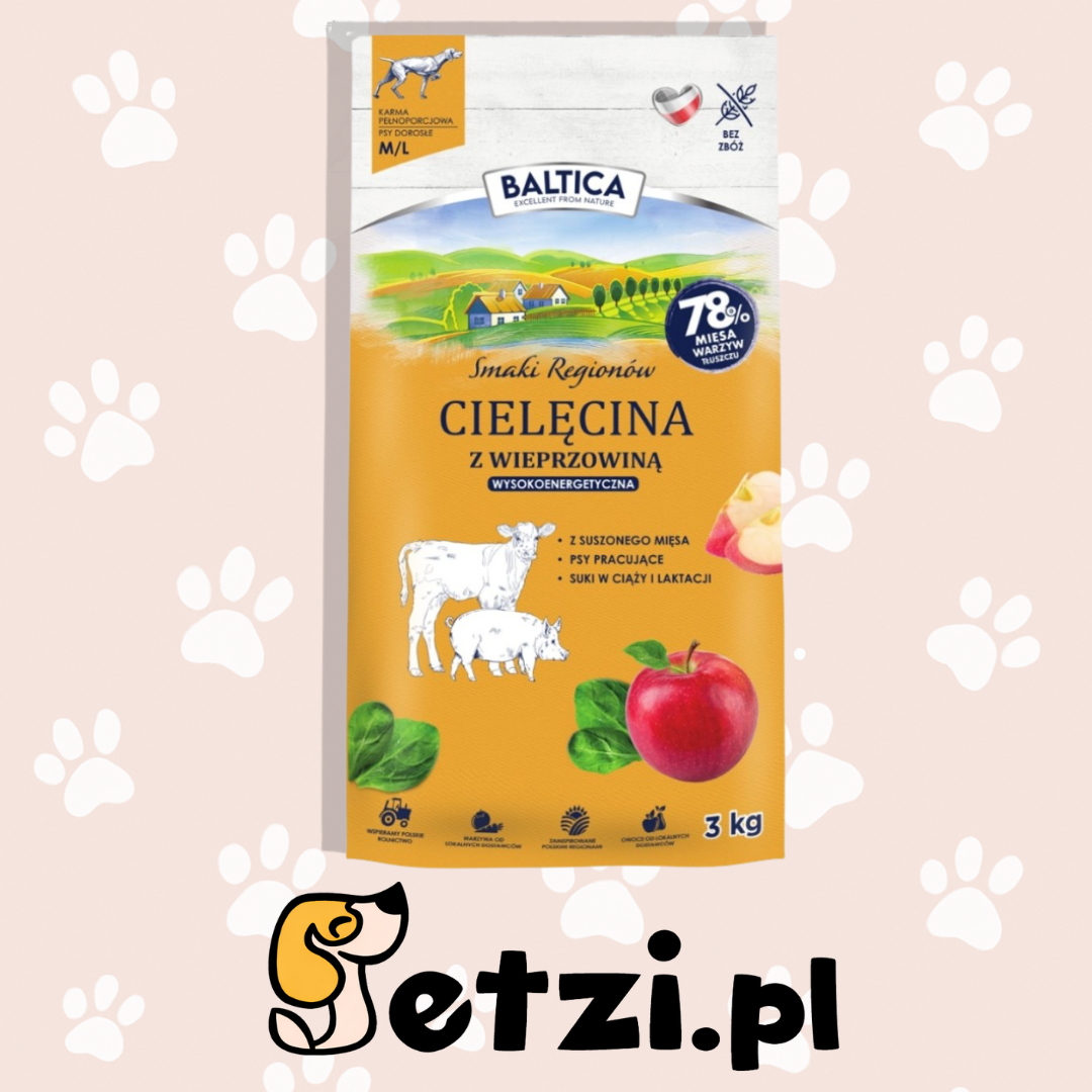 BALTICA SMAKI REGIONÓW SUCHA KARMA DLA PSA CIELĘCINA Z WIEPRZOWINĄ M/L 3KG