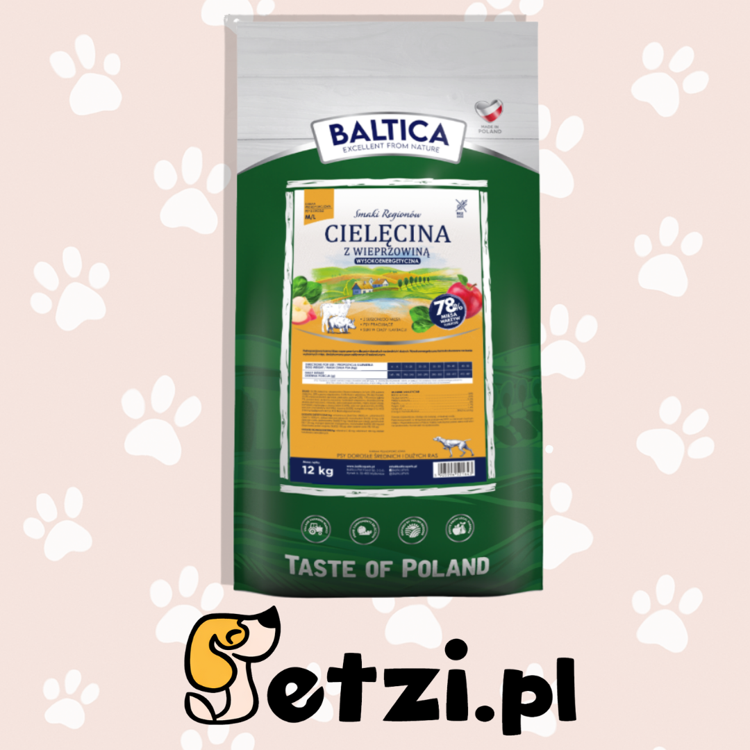 BALTICA SMAKI REGIONÓW SUCHA KARMA DLA PSA CIELĘCINA Z WIEPRZOWINĄ M/L 12KG