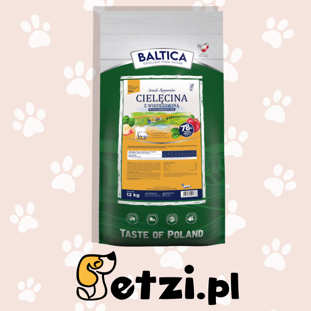 BALTICA SMAKI REGIONÓW SUCHA KARMA DLA PSA CIELĘCINA Z WIEPRZOWINĄ XS/S 12KG