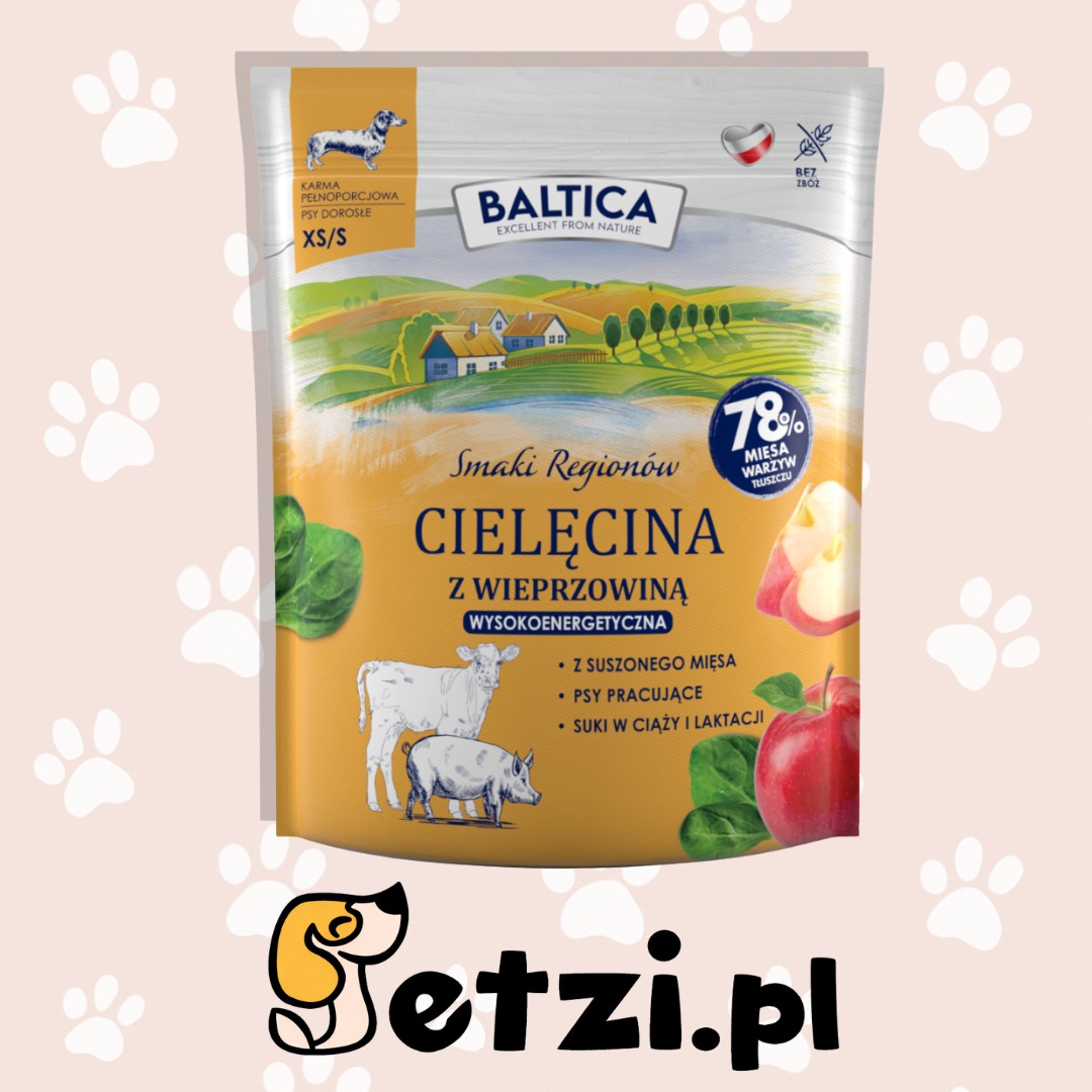 BALTICA SMAKI REGIONÓW SUCHA KARMA DLA PSA CIELĘCINA Z WIEPRZOWINĄ XS/S 1KG