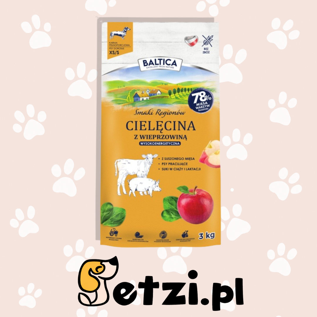 BALTICA SMAKI REGIONÓW SUCHA KARMA DLA PSA CIELĘCINA Z WIEPRZOWINĄ XS/S 3KG