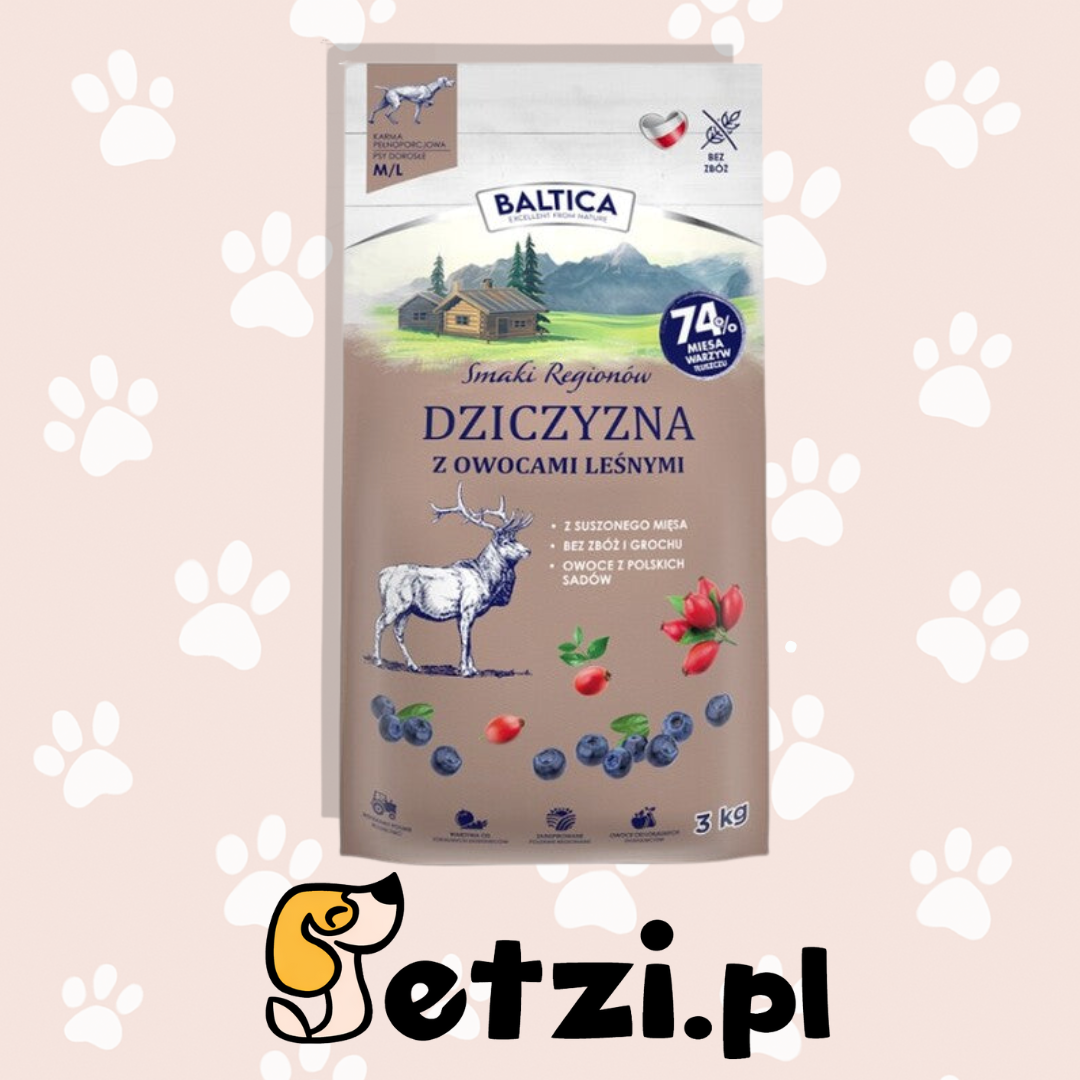BALTICA SMAKI REGIONÓW SUCHA KARMA DLA PSA DZICZYZNA Z OWOCAMI LEŚNYMI M/L 3KG