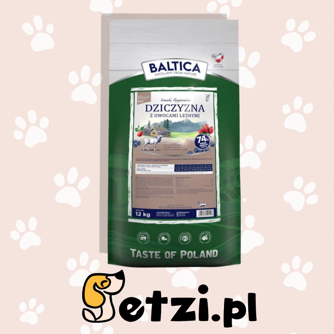 BALTICA SMAKI REGIONÓW SUCHA KARMA DLA PSA DZICZYZNA Z OWOCAMI LEŚNYMI XS/S 12KG