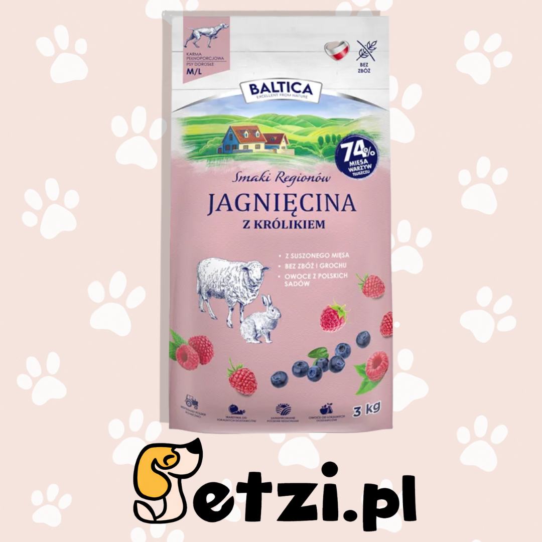 BALTICA SMAKI REGIONÓW SUCHA KARMA DLA PSA JAGNIĘCINA Z KRÓLIKIEM M/L 3KG