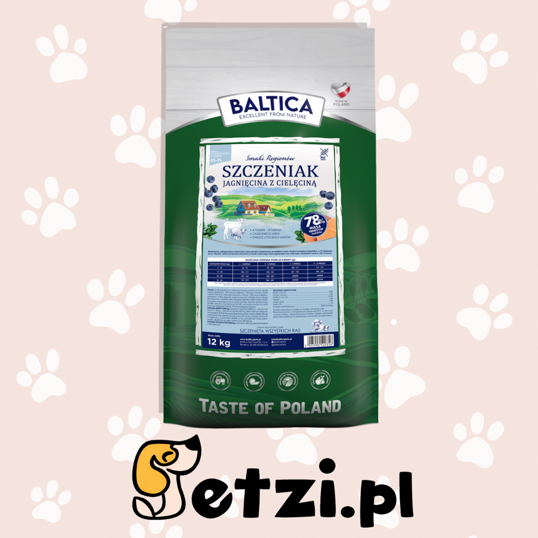 BALTICA SMAKI REGIONÓW SZCZENIAK SUCHA KARMA DLA PSA JAGNIĘCINA Z CIELĘCINĄ 12KG