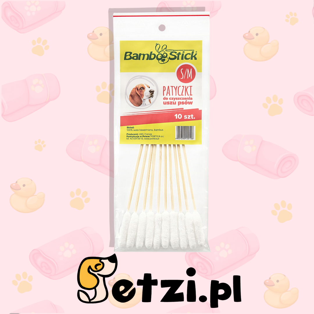 BAMBOOSTICK S/M - PATYCZKI DO CZYSZCZENIA USZU DLA MNIEJSZYCH PSÓW - 10SZT.